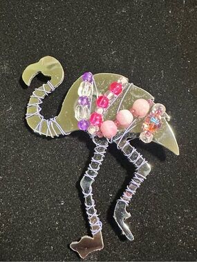 Vtg 1988 LizTech Mirrored Flamingo Collectors Accent Brooch